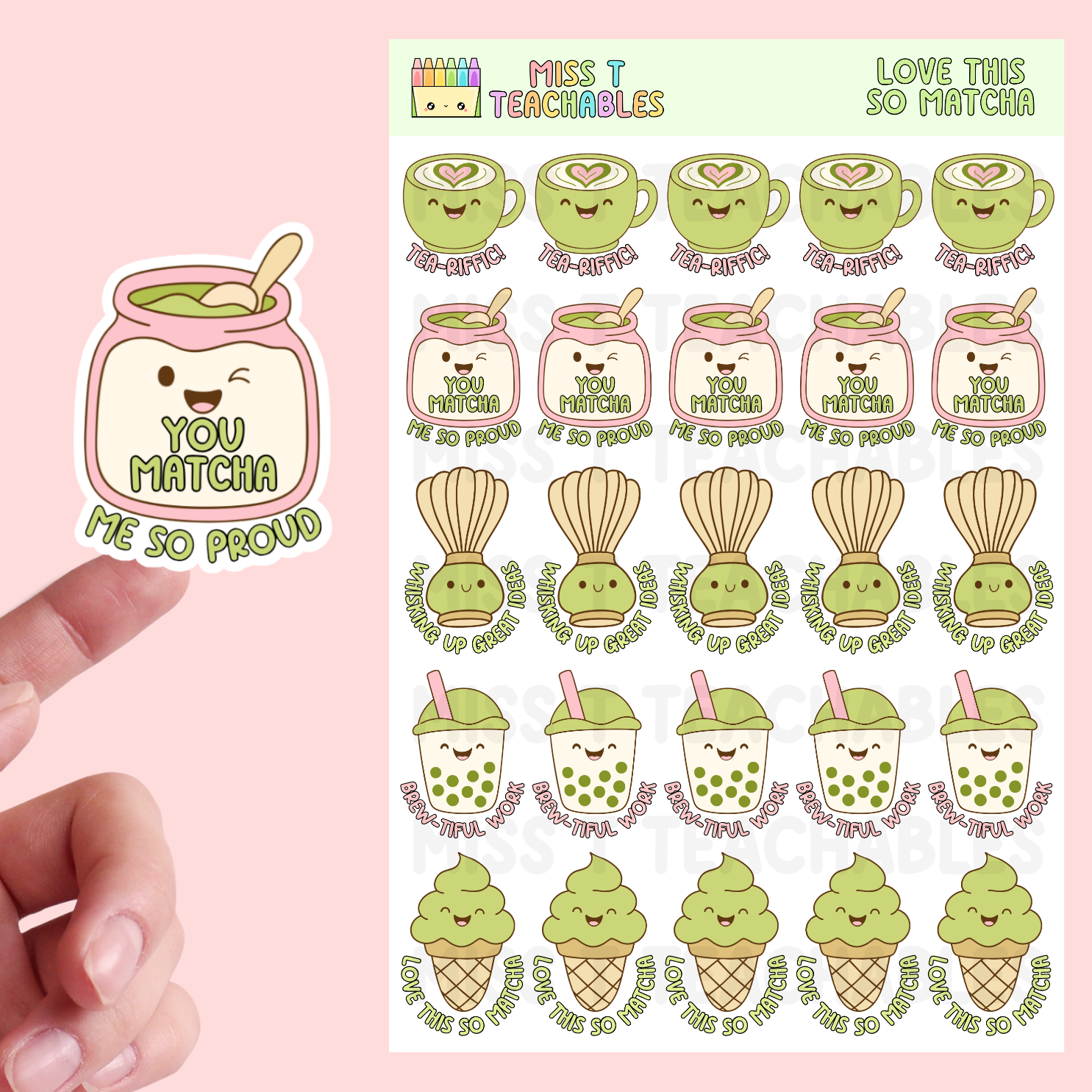 'Love This So Matcha' Teacher Sticker Pack