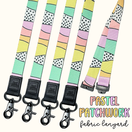 Pastel Patchwork Fabric Lanyard | Miss T Teachables