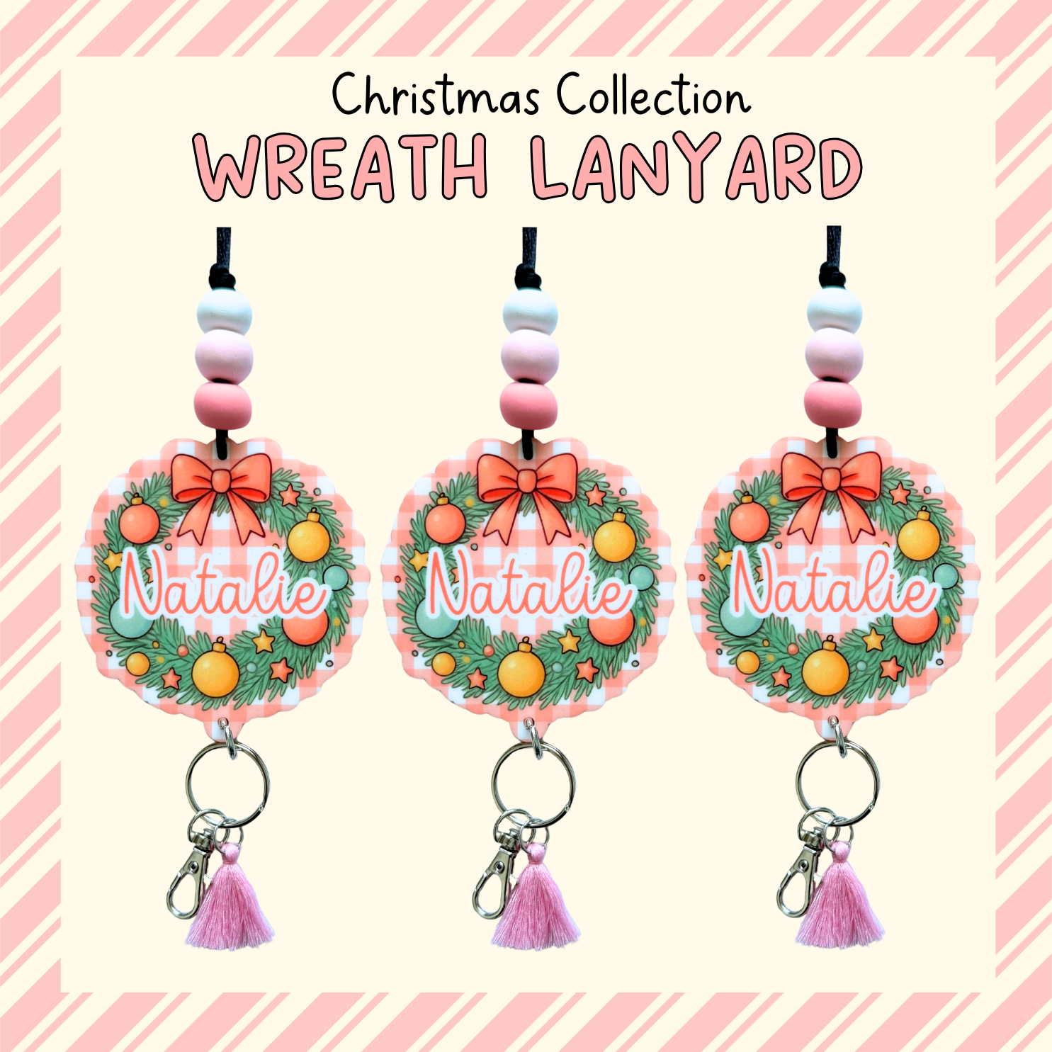 Wreath Personalised Lanyard: Christmas Collection