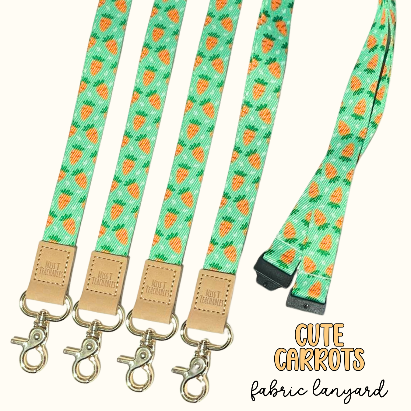 Easter Cute Carrots Fabric Lanyard