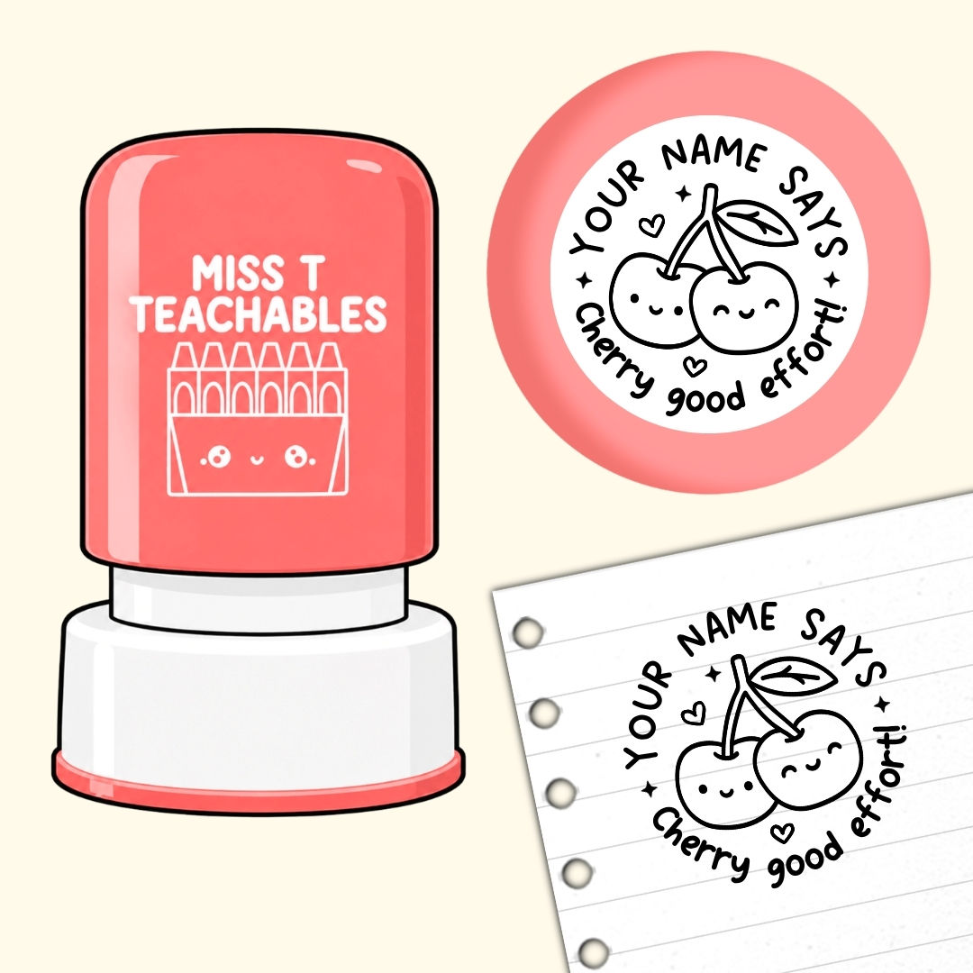 Fruit Picnic: Cherry Personalised Teacher Stamp