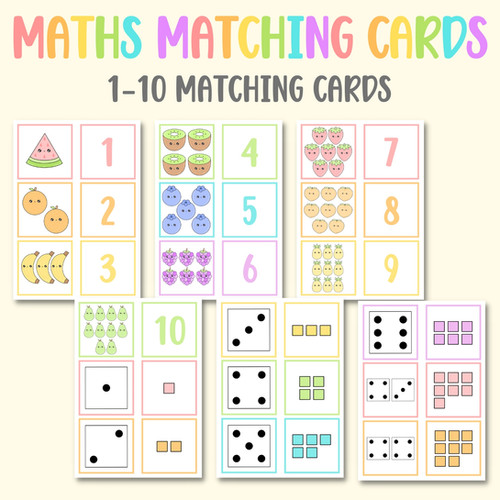 Digital Fruit Number Match Cards | Miss T Teachables