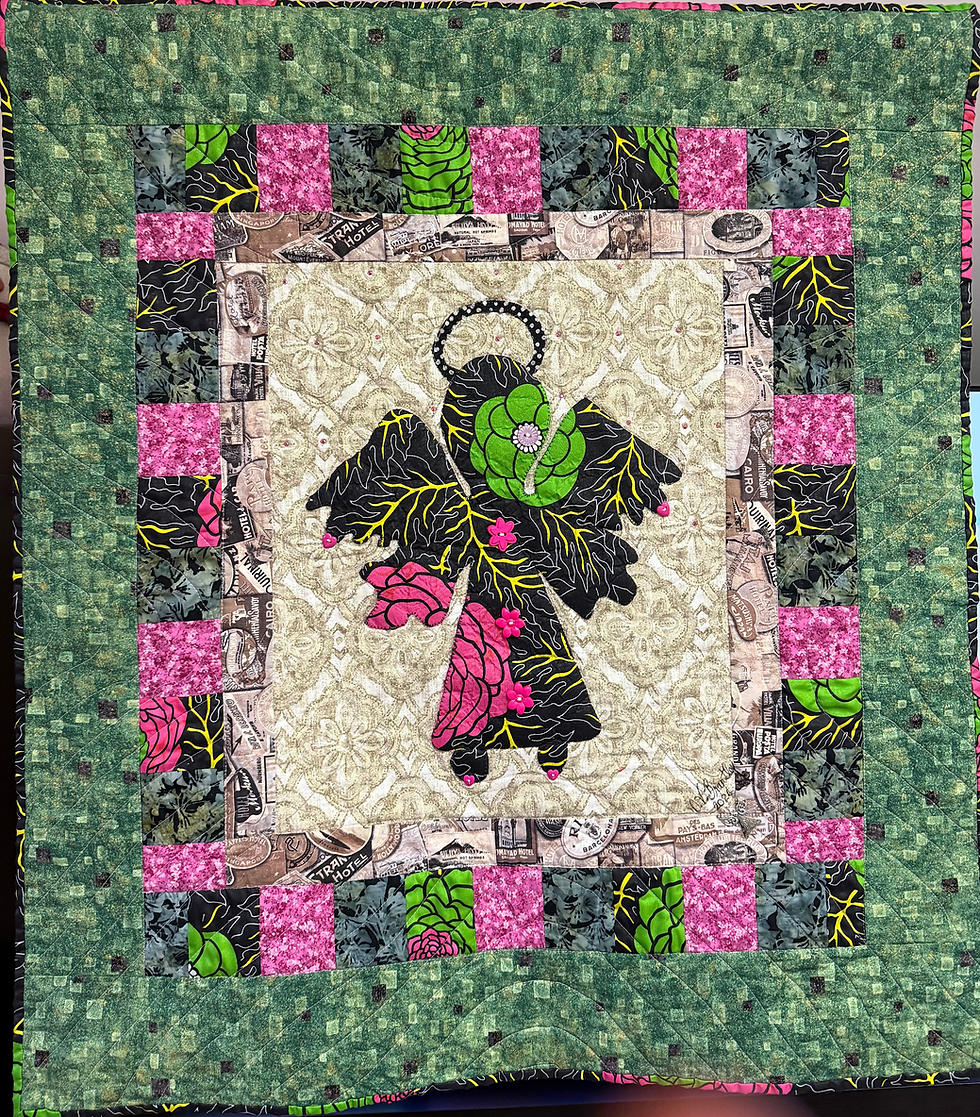 Church Angel #1, 32 X 36 inch angel quilt by O.V. Brantley, 2026. For sale. $600.