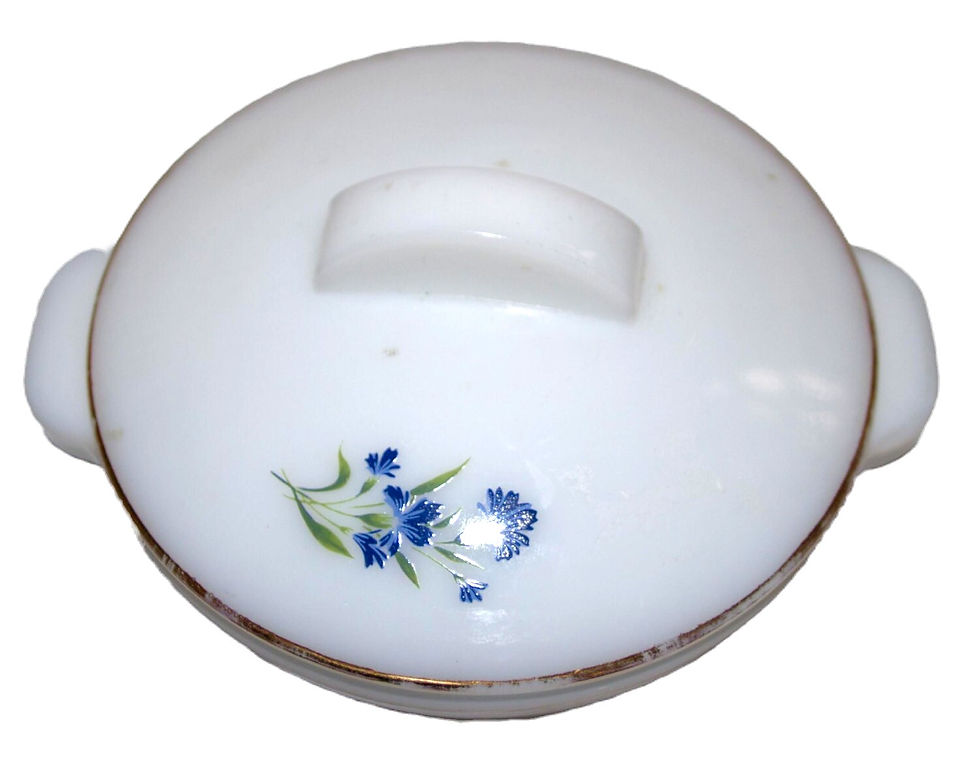 Miniatura: Preloved  Opalex milk glass sugar bowl, Opalex bowl with lid