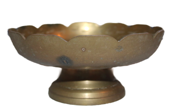 Miniaturbild: Preloved Vintage Brass Dish, Brass Pedestal Bowl