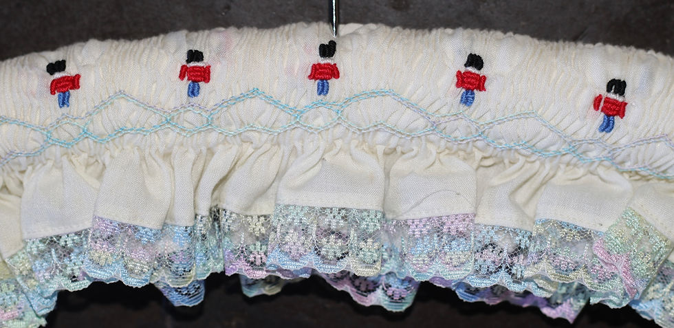 Thumbnail: Preloved Fabric and Lace Smocked Coat hanger