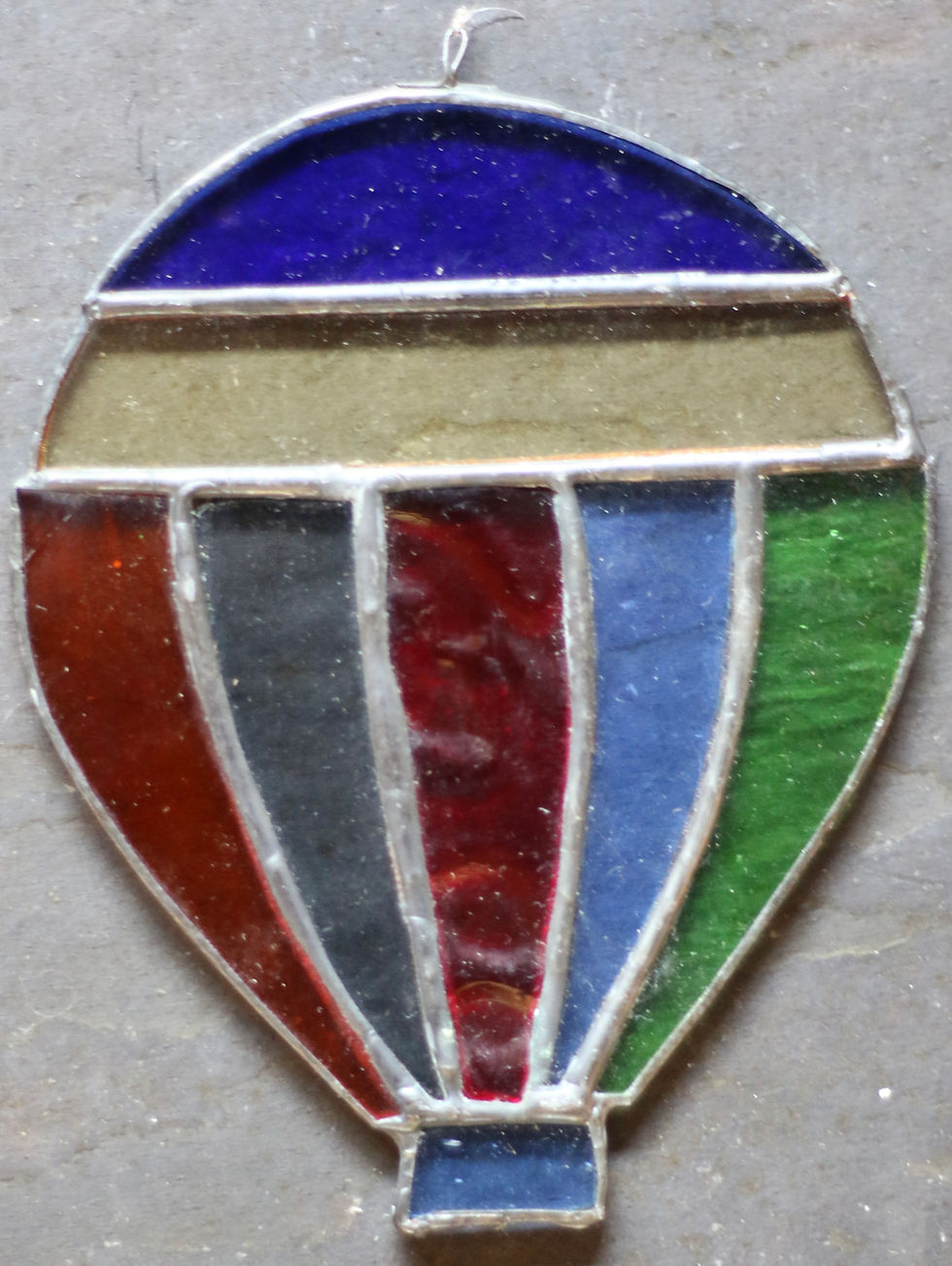 Thumbnail: Preloved stained glass hot air balloon suncatcher, leadlight suncatcher