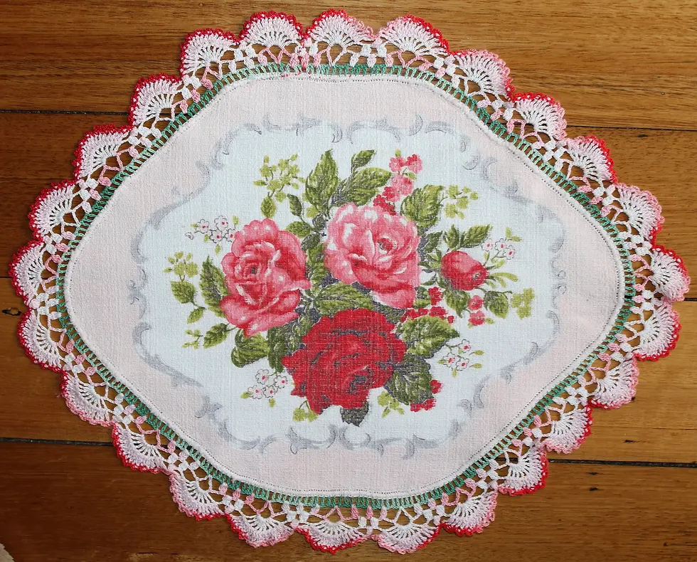 Thumbnail: Preloved Floral Centrepiece, Floral tablemat