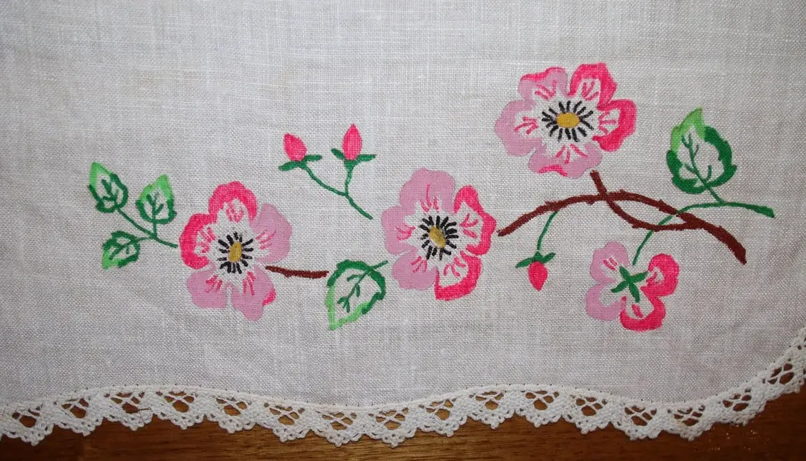 Preloved Handpainted Floral Tablemat, Floral Centrepiece