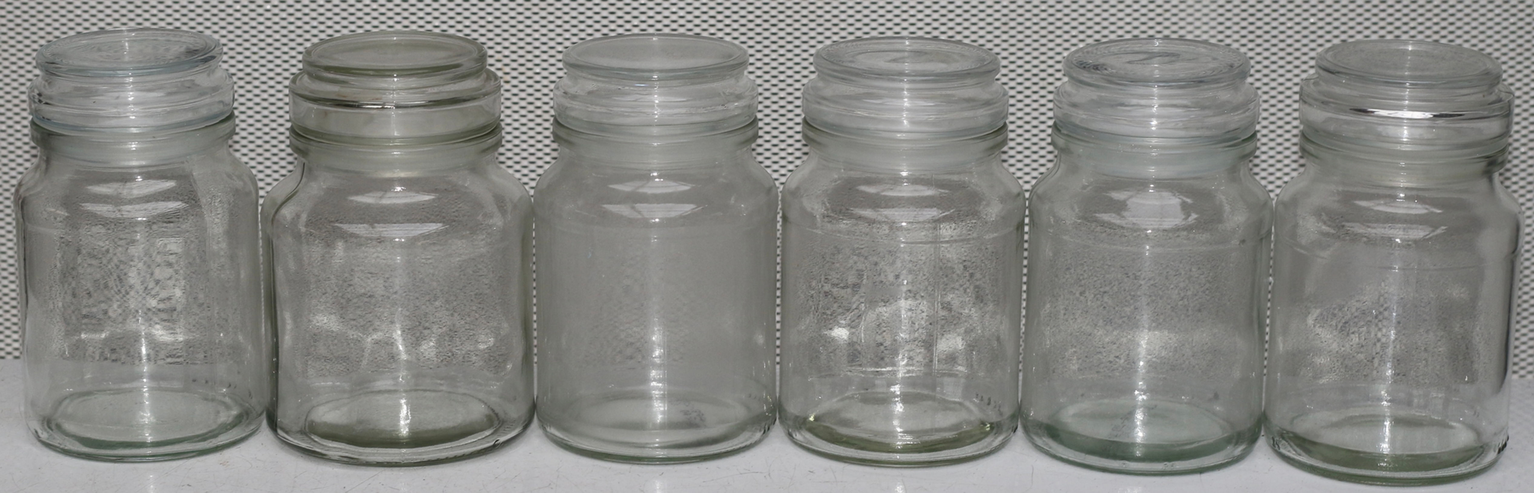Preloved Set of 6 Vintage Glass Spice Bottles, Set of Oversized Spice Jars