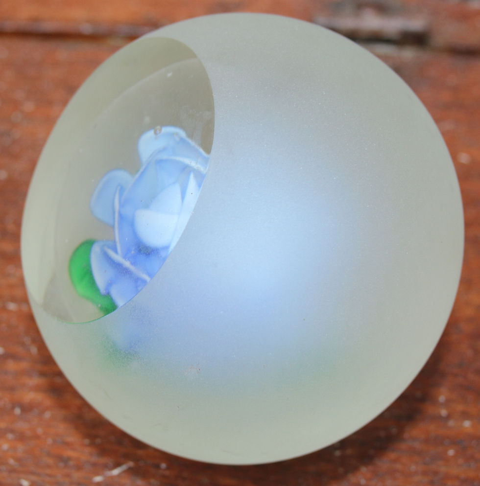 Thumbnail: Preloved Blue Rose Glass Paperweight