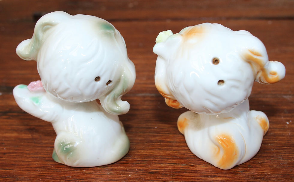 Miniature : Preloved Vintage Ceramic Dog Salt and Pepper Shakers