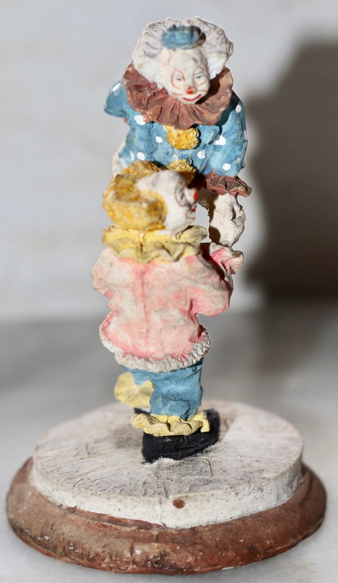 Миниатюра: Preloved Kitsch Clown Ornament, Acrobatic Balancing Clowns Statue
