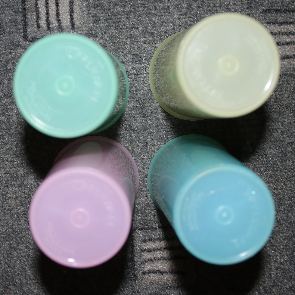 Thumbnail: Preloved Set of Four Tupperware cups, Tupperware Tumblers, Made in Austr
