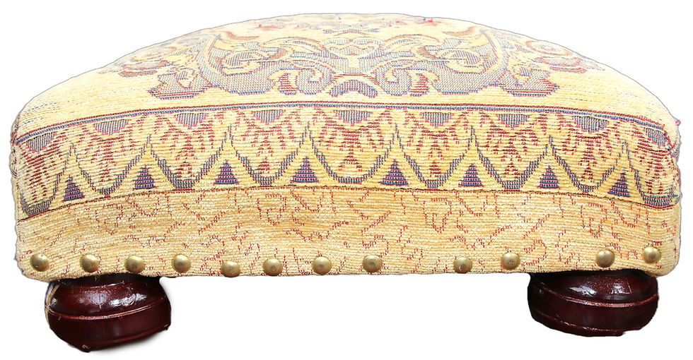 Thumbnail: Preloved Wooden Stool,  Foot stool, padded footstool