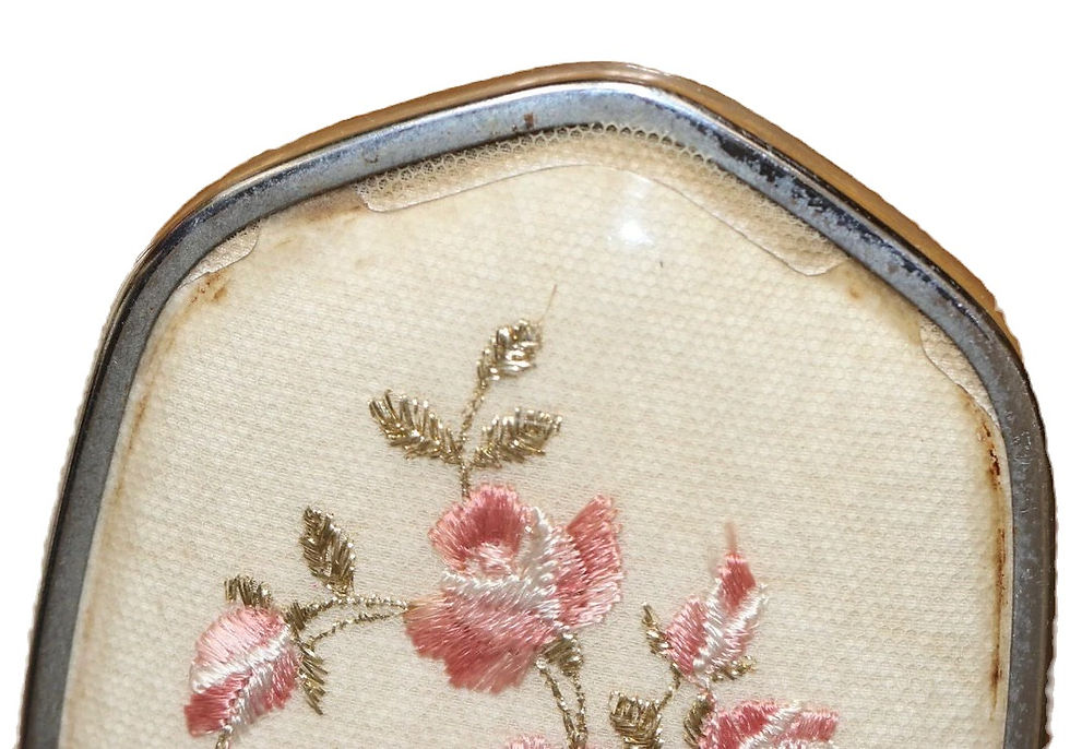 Miniatura: Preloved Vintage hairbrush Set With Embroidered Flowers