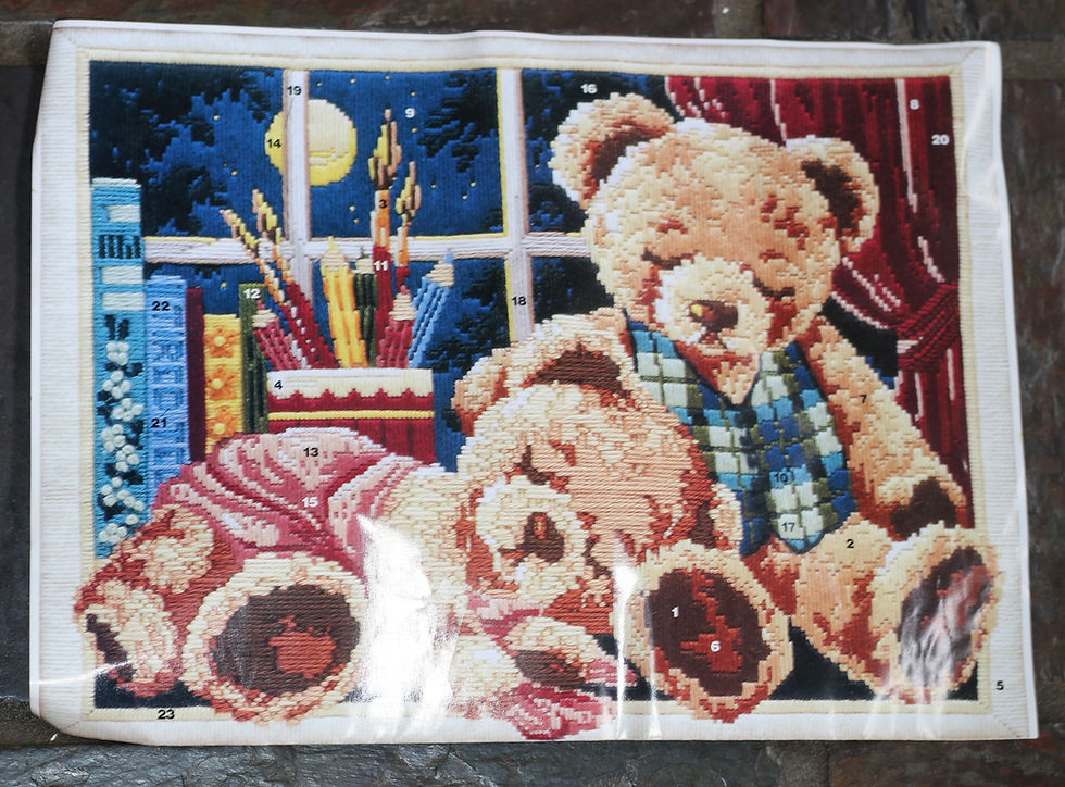 Миниатюра: Preloved DMC Tired Teddies Tapestry Canvas and Wools