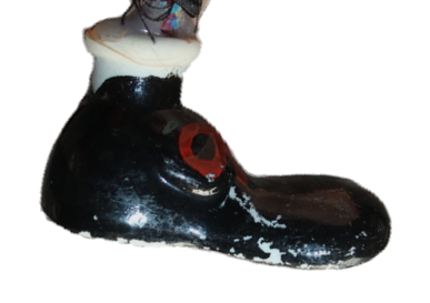 Thumbnail: Preloved Ceramic and Cloth Clown Doll, Clown Toy