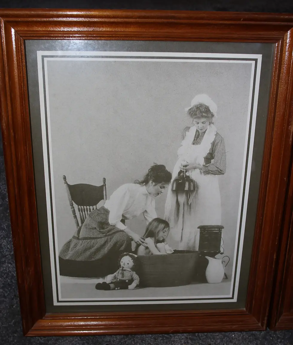 Preloved Vintage Bath Time Framed Picture
