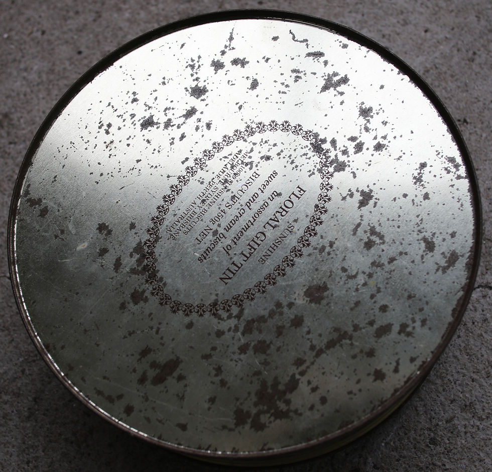 Thumbnail: Preloved Vintage Sunshine Biscuits Floral Tin, Vintage Flower Tin
