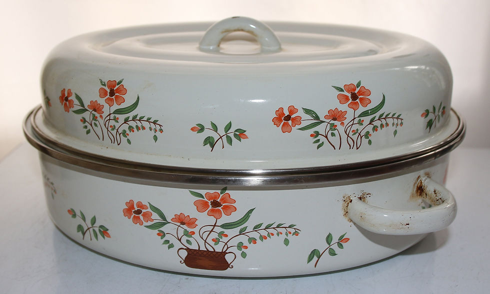 Миниатюра: Preloved Enamelware roasting dish, roasting pot or casserole dish with lid