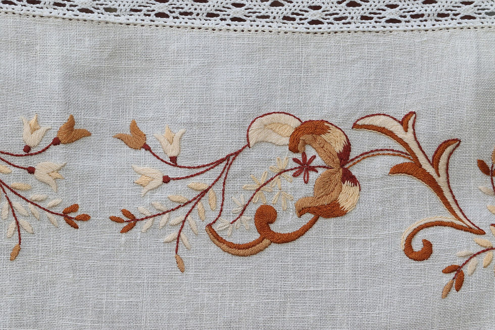 Miniatura: Preloved Embroidery Tablecloth, Embroidered Floral Tablecloth