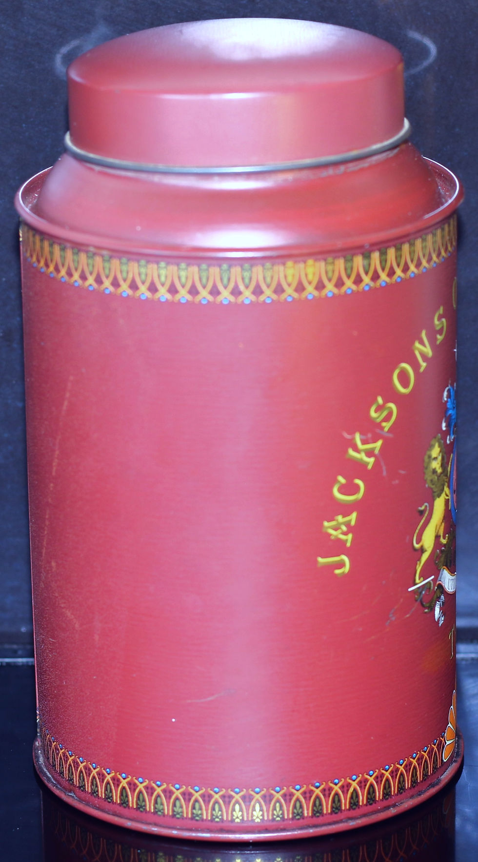 Miniature : Preloved Jacksons of Piccadilly Tea Canister, Metal Tea Canister