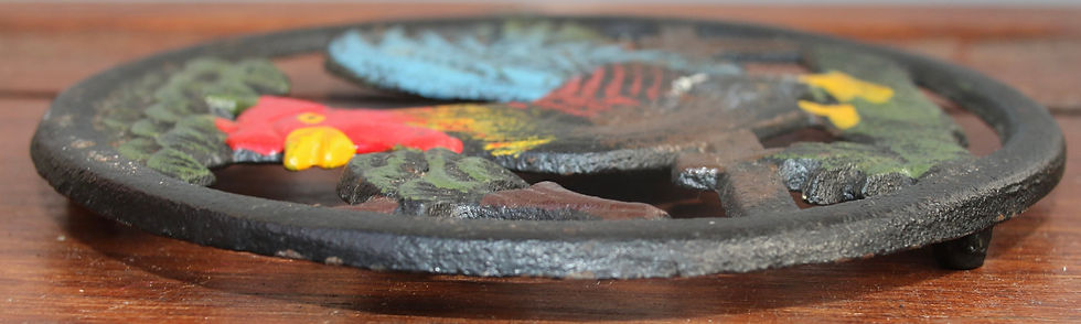 Miniaturbild: Preloved Cast Iron Rooster Trivet, Rooster Pot Holder, Farming Trivet