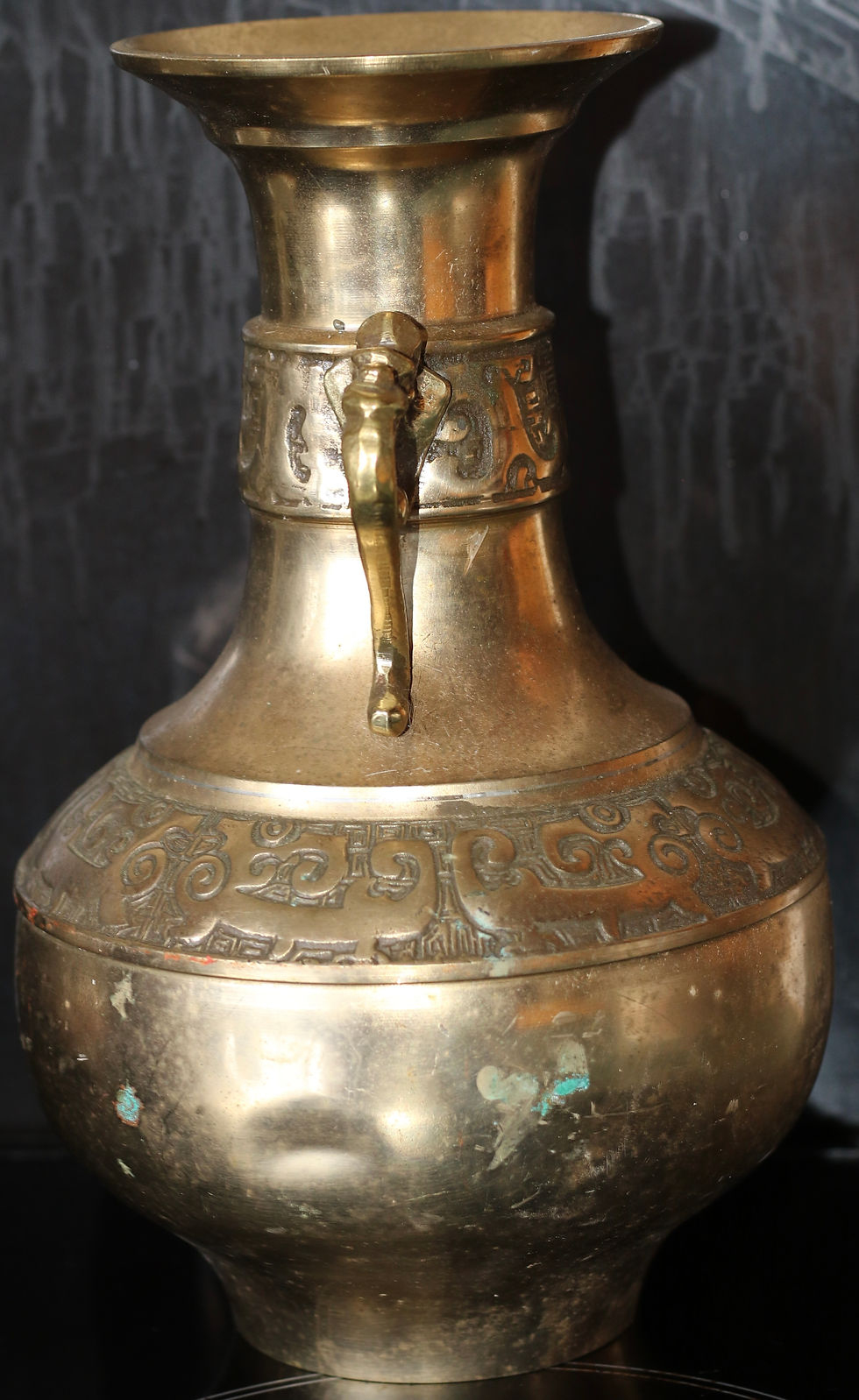 Miniatura: Preloved Vintage Brass Vase with Handles, Brass Decor