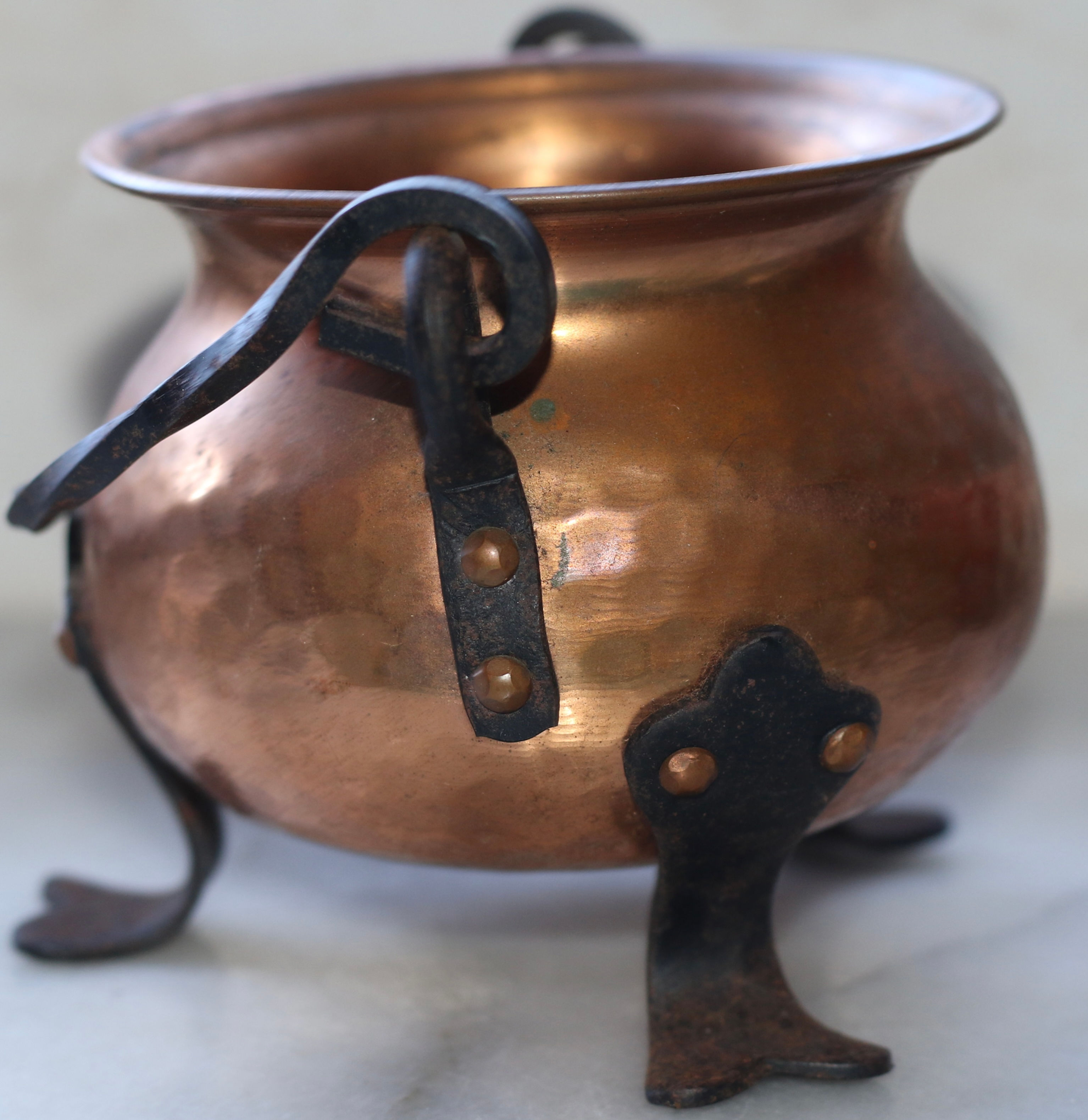 Preloved Small Hammered Copper or Brass Cauldron