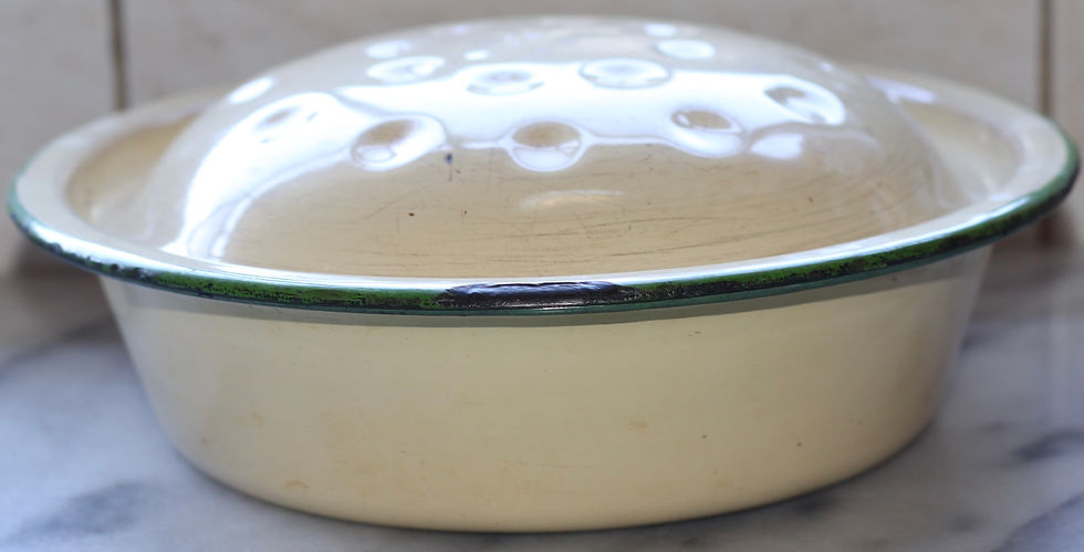 Thumbnail: Preloved Enamelware roasting dish, roasting pot or casserole dish, roaster