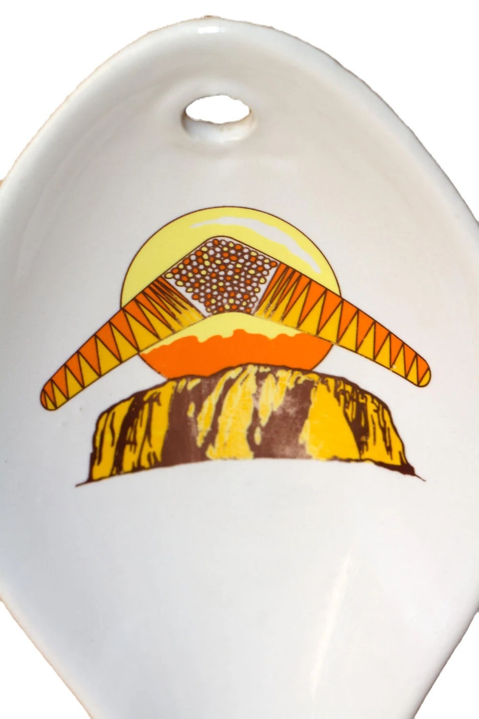 Preloved Uluru or Ayers Rock and Boomerang Ceramic Spoon Rest