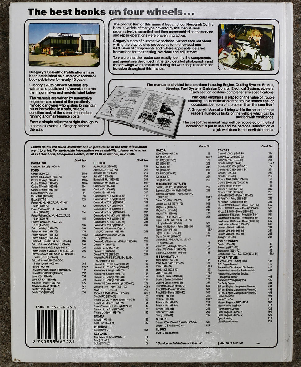 Miniaturbild: Gregory's No. 237 Service and Repair Manual for Ford Laser/Meteor and Mazda