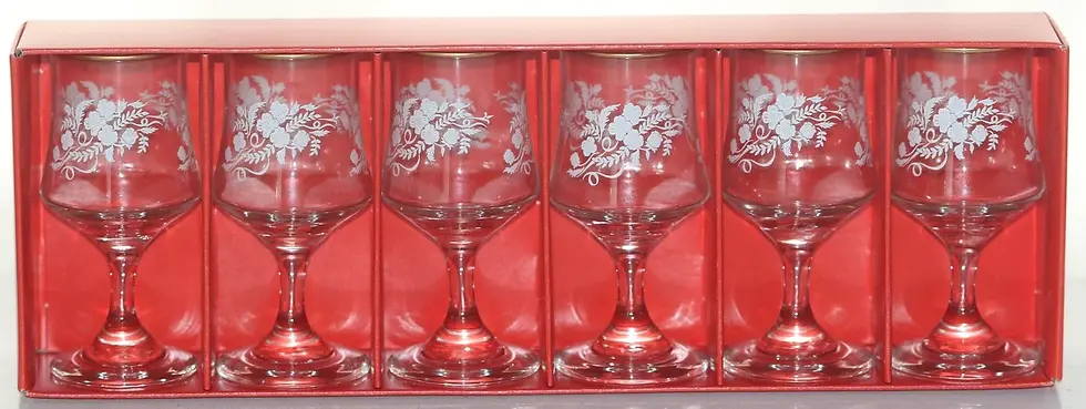 Preloved Sherry Glasses by Dema Glass, in Original Box