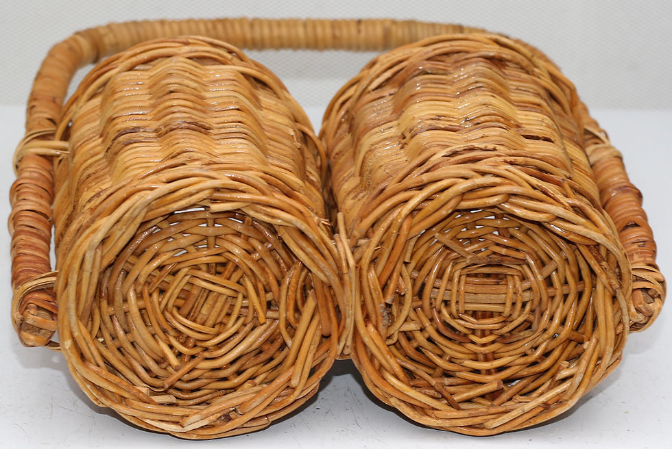 Миниатюра: Preloved Cane Double Wine Bottle Holder, Wicker Wine Caddy