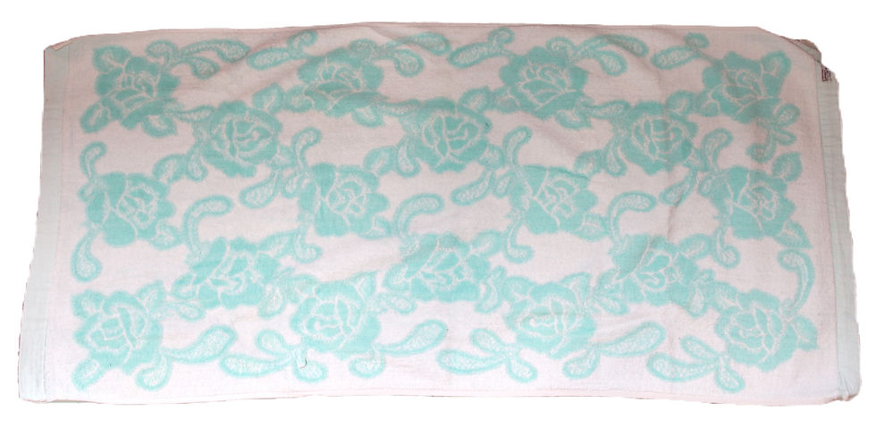 Miniature : Preloved Vintage Guest Room Towel, Lucky Clover Floral Towel, Flower Towel