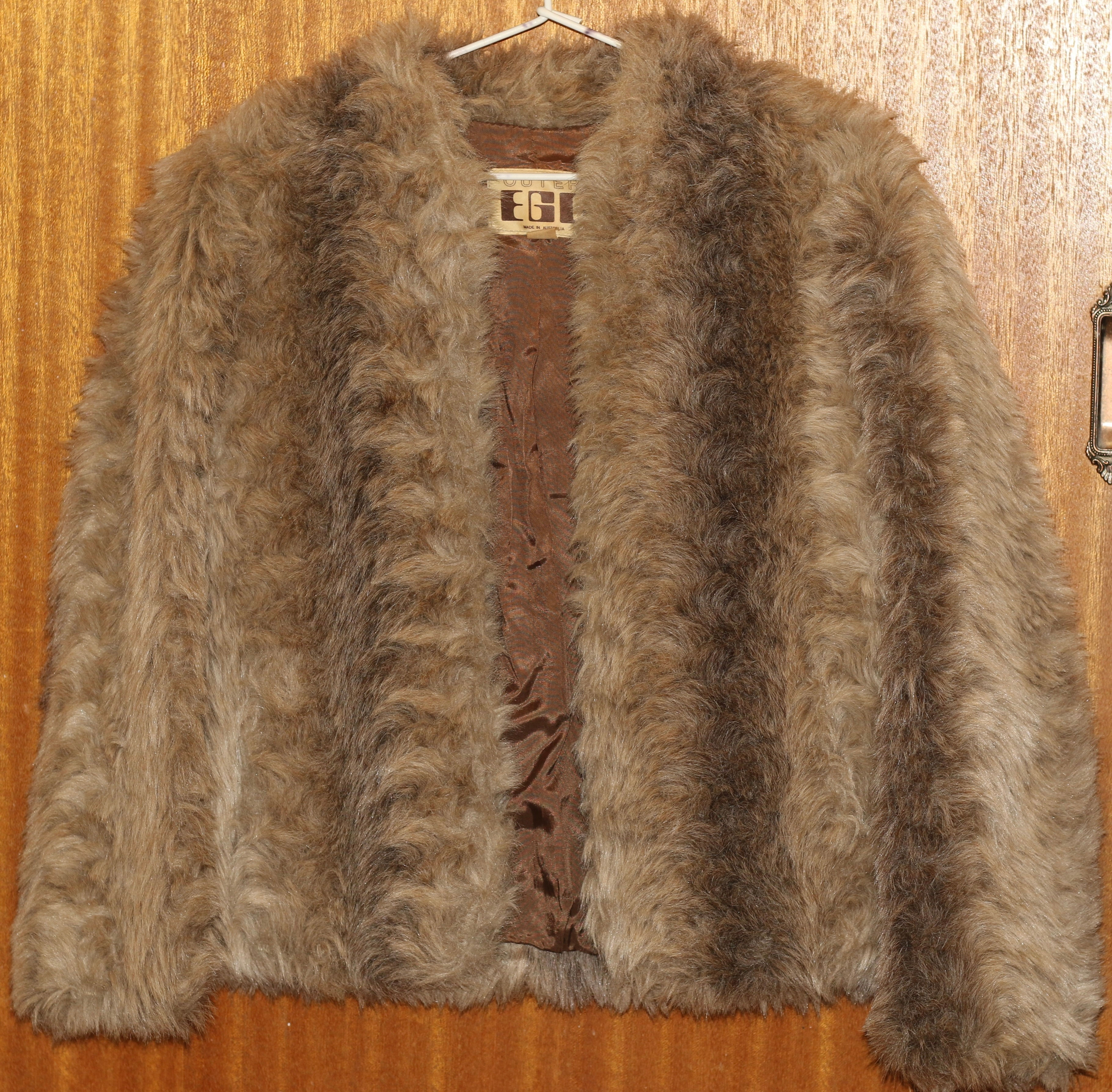 Vintage 70s OUTER EGO Faux Fur Jacket - Made in Australia Size 10 Shaggy Boho