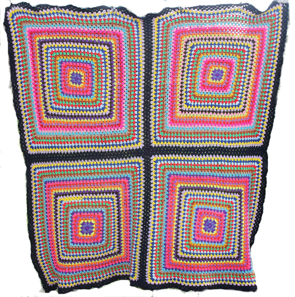 Miniaturbild: Preloved Handmade Crochet Knee Rug, Granny Blanket