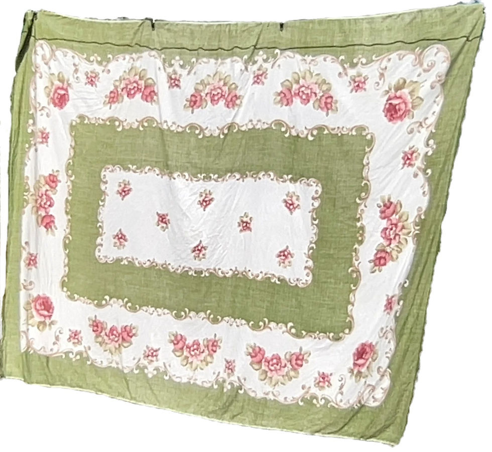 Miniatura: Preloved Rectangular Tablecloth, Floral Tablecloth, Flower Tablecloth