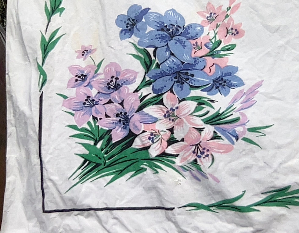 Preloved Printed Tablecloth, Floral Tablecloth, Flower Tablecloth