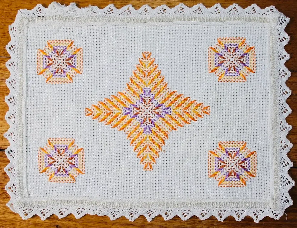 Thumbnail: Preloved Geometric Tablemat, Geometric Centrepiece