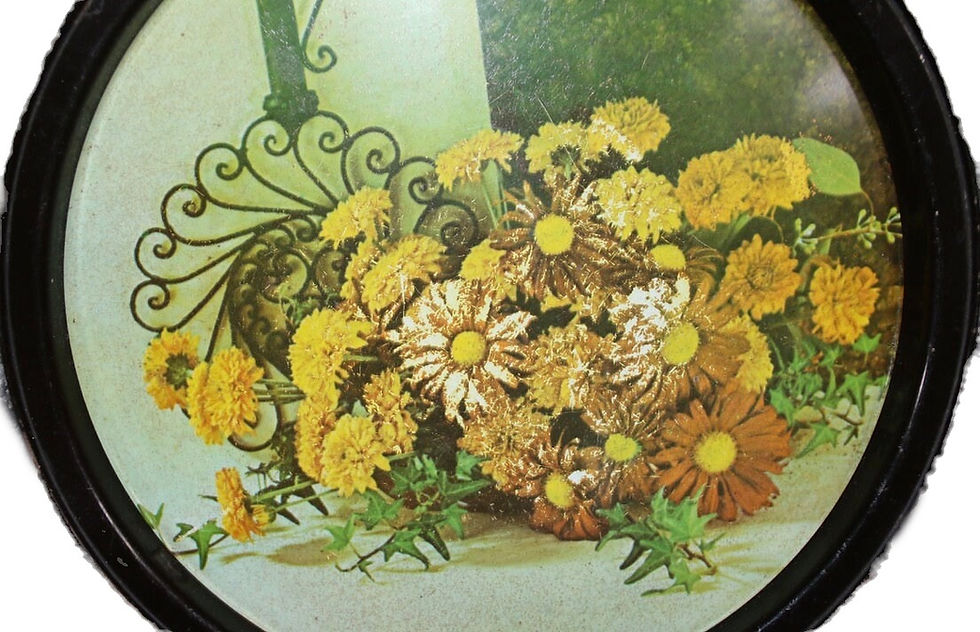 Miniatura: Preloved Flower metal tray, Round Floral Tray