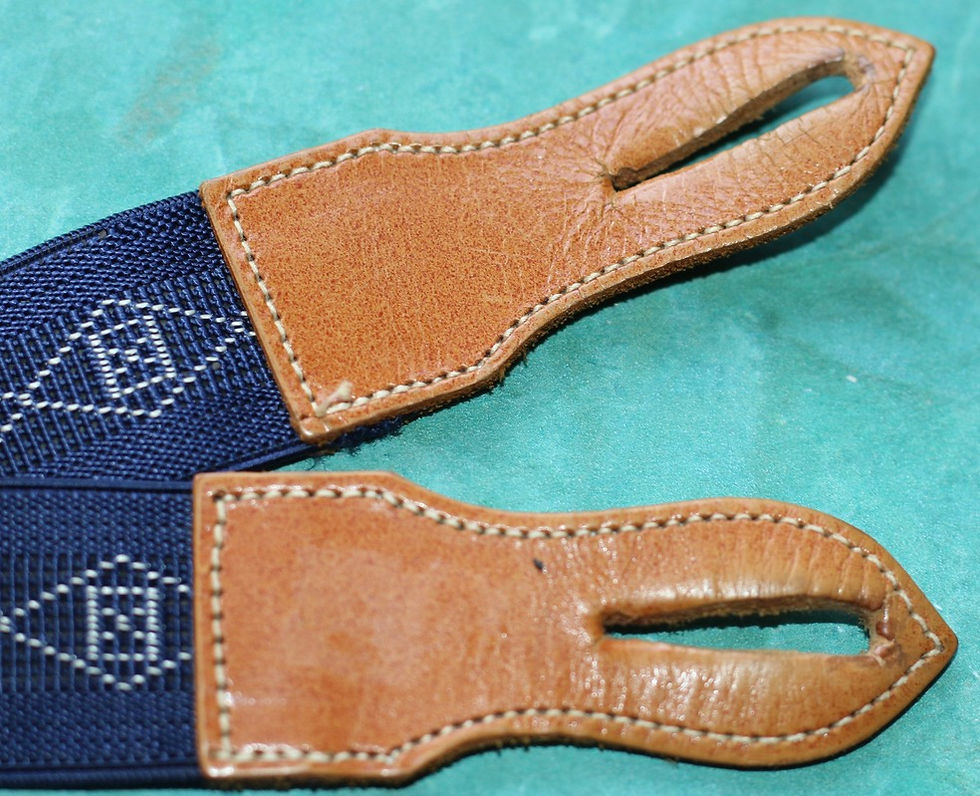 Миниатюра: Preloved Vintage Patterned Suspenders, Adjustable Braces with leather ends