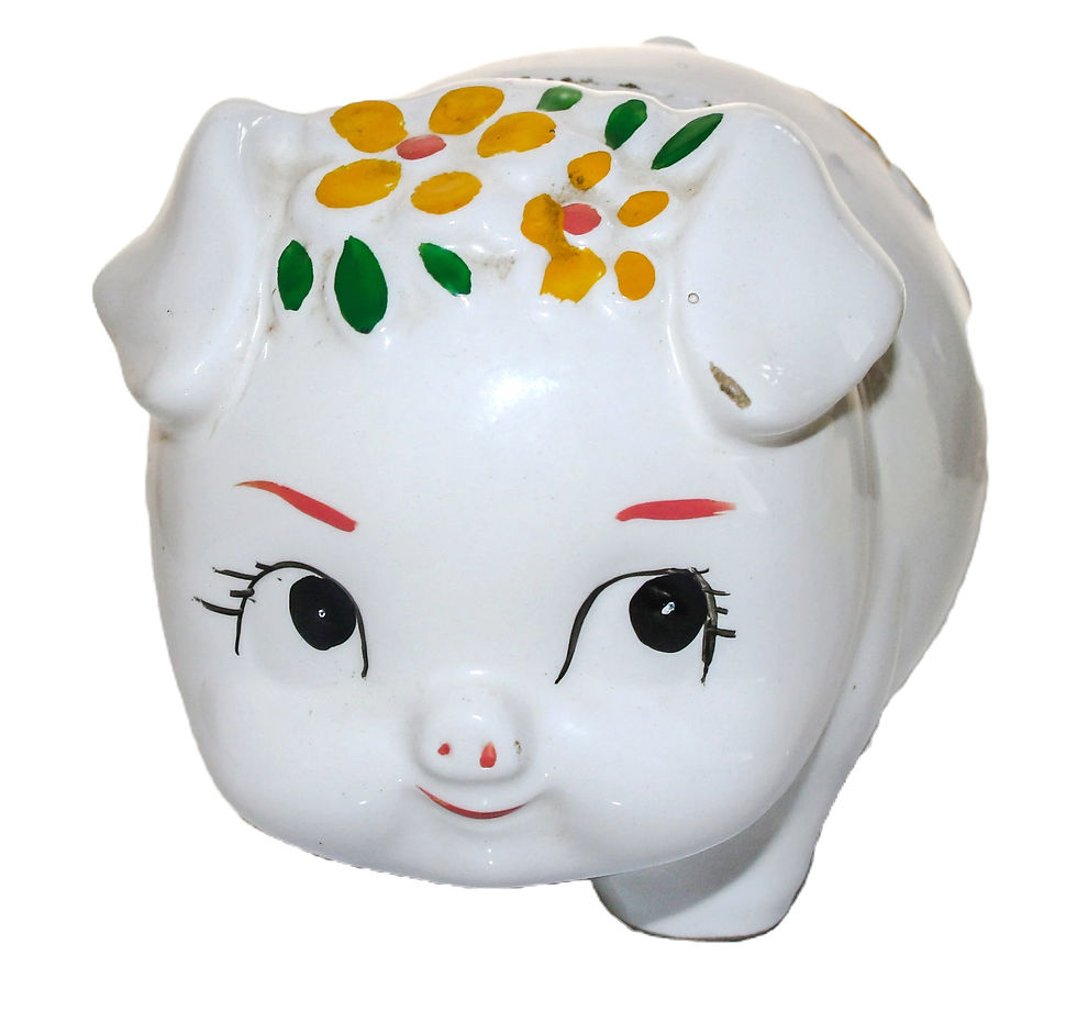 Preloved Floral Piggy Bank, Ceramic Money Box