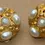 縮圖：Preloved Pair of Faux pearl clip on metal earrings