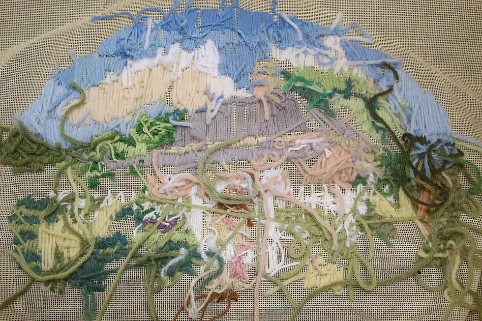 Miniature : Long Stitch Person at the gate, Partially Completed