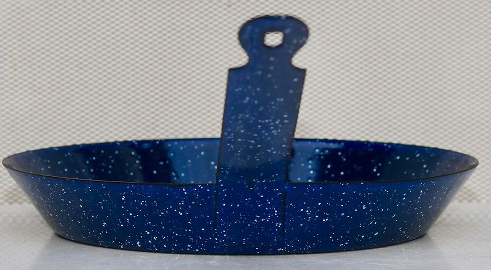 Miniature : Preloved Enamelware Skillet Pan, Speckled Blue Frying Pan