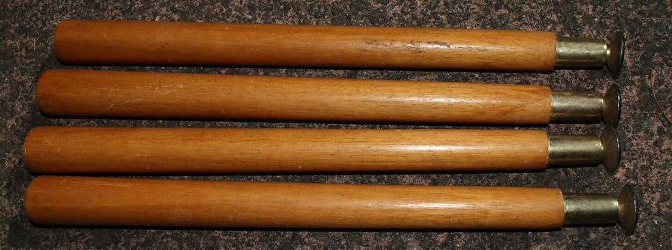 Miniature : Preloved Set of four long wooden and metal furniture legs, retro furniture legs
