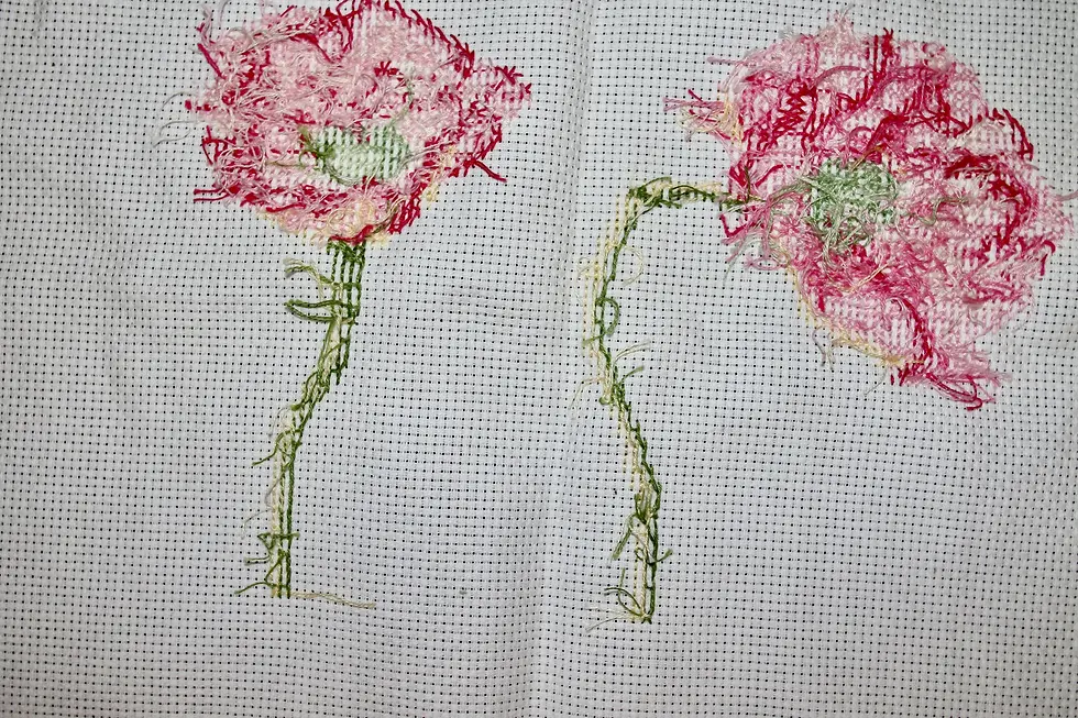 Thumbnail: Preloved Floral Cross-Stitch Needlecraft