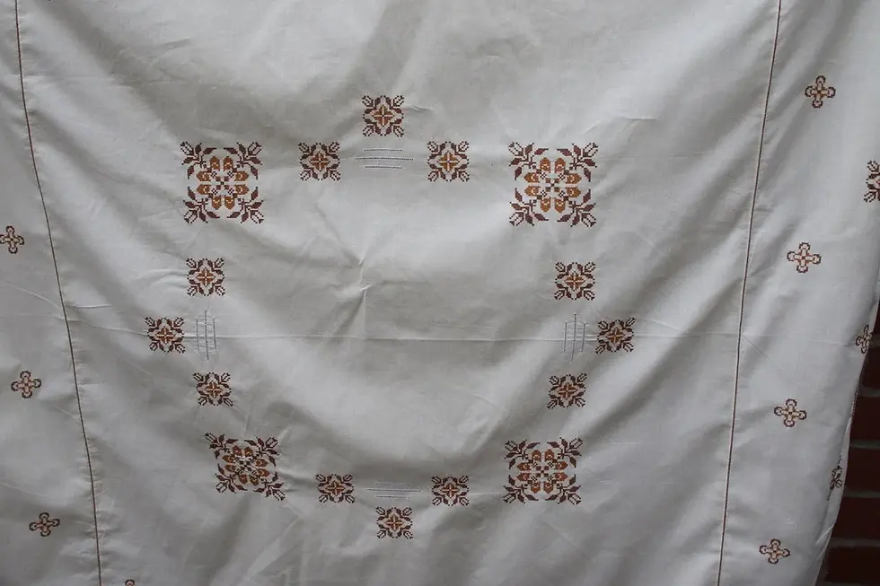 Μικρογραφία: Preloved Square Stitched Floral Tablecloth with napkins